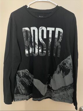 Men's Black Graphic Long-Sleeve Shirt